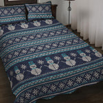 Christmas Snowman Knitted Pattern Print Quilt Bed Set
