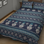Christmas Snowman Knitted Pattern Print Quilt Bed Set
