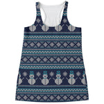 Christmas Snowman Knitted Pattern Print Women's Racerback Tank Top