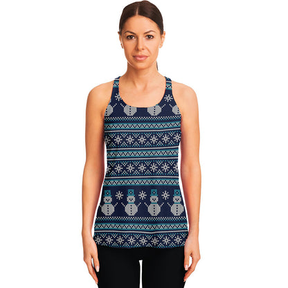 Christmas Snowman Knitted Pattern Print Women's Racerback Tank Top