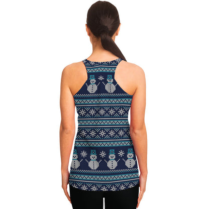 Christmas Snowman Knitted Pattern Print Women's Racerback Tank Top