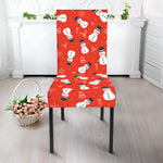 Christmas Snowman Pattern Print Dining Chair Slipcover