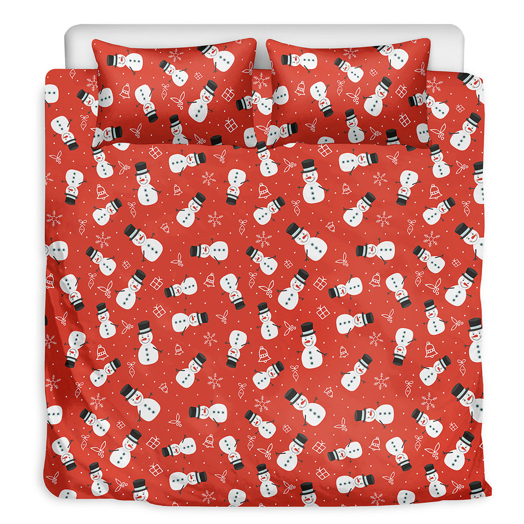 Christmas Snowman Pattern Print Duvet Cover Bedding Set
