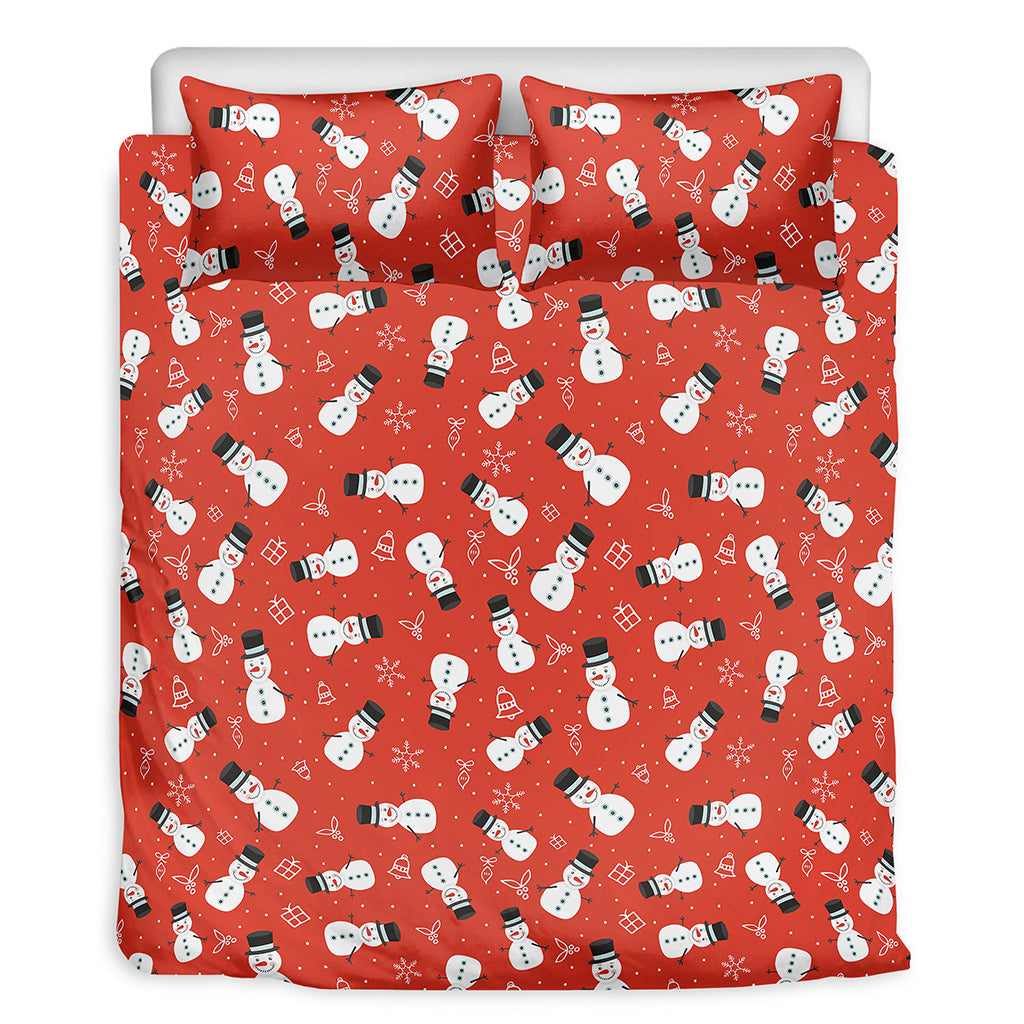 Christmas Snowman Pattern Print Duvet Cover Bedding Set