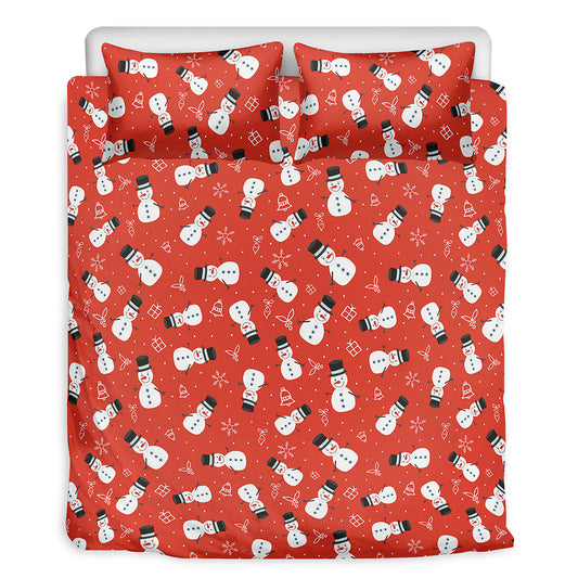 Christmas Snowman Pattern Print Duvet Cover Bedding Set