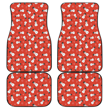 Christmas Snowman Pattern Print Front and Back Car Floor Mats