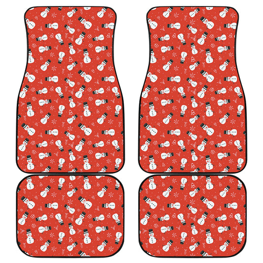Christmas Snowman Pattern Print Front and Back Car Floor Mats