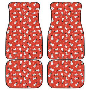 Christmas Snowman Pattern Print Front and Back Car Floor Mats