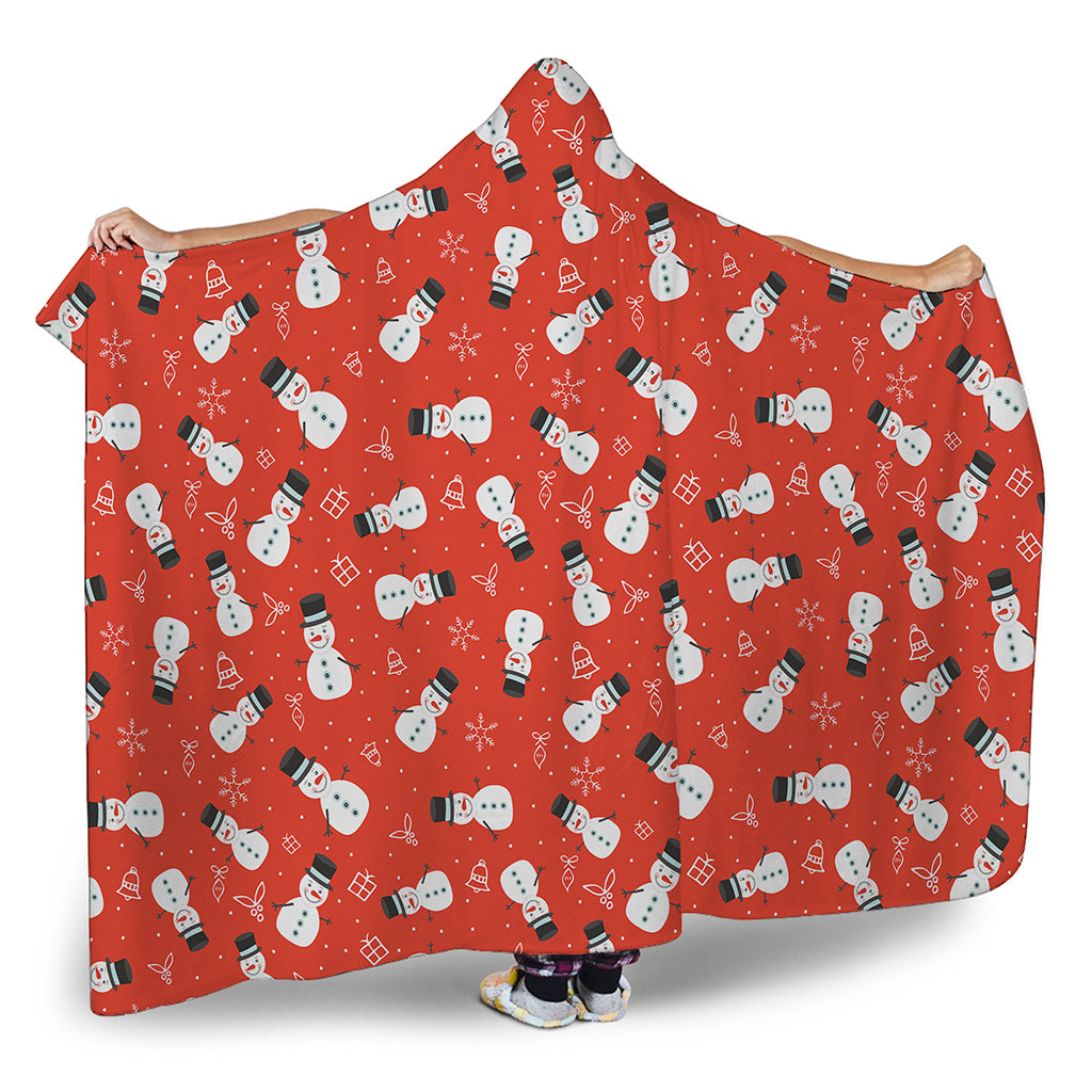 Christmas Snowman Pattern Print Hooded Blanket
