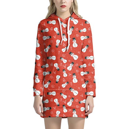 Christmas Snowman Pattern Print Hoodie Dress
