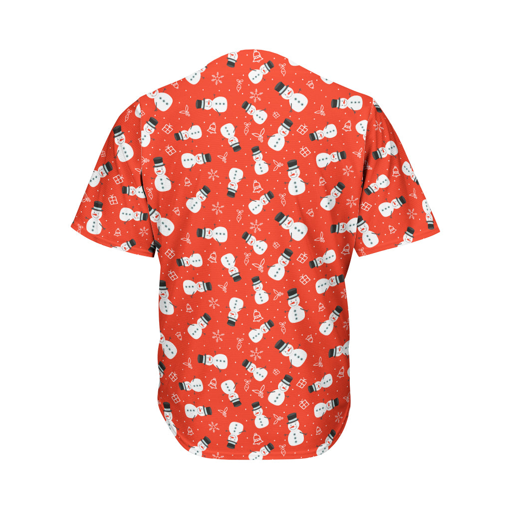 Christmas Snowman Pattern Print Men's Baseball Jersey