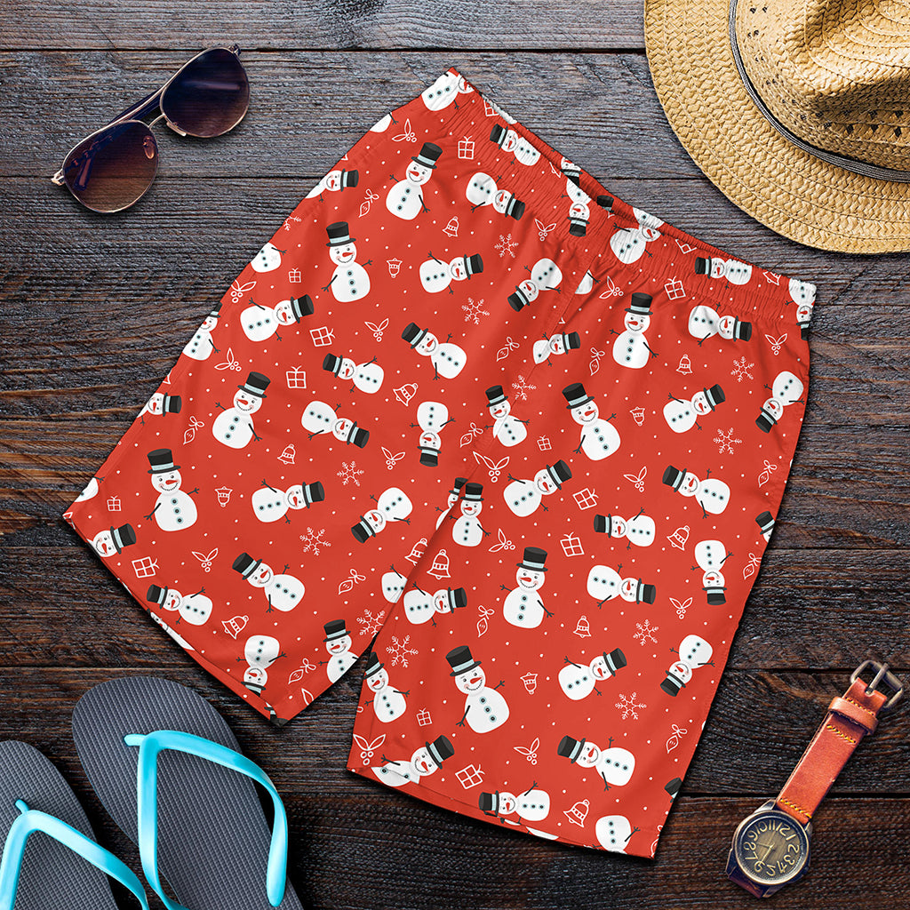 Christmas Snowman Pattern Print Men's Shorts