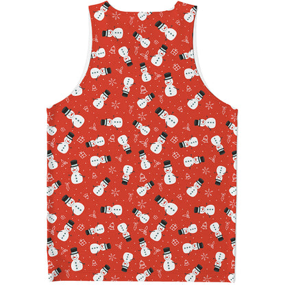 Christmas Snowman Pattern Print Men's Tank Top
