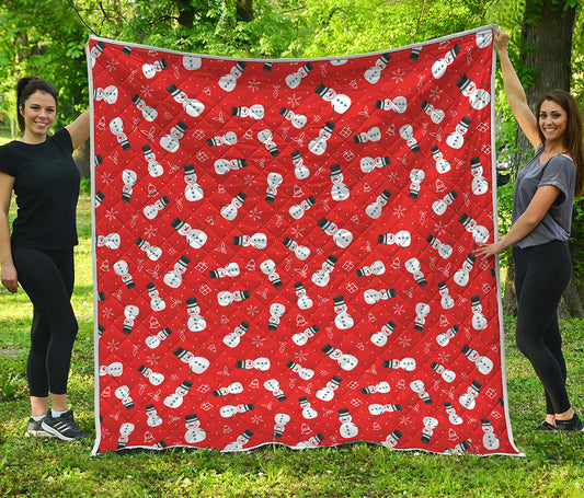Christmas Snowman Pattern Print Quilt
