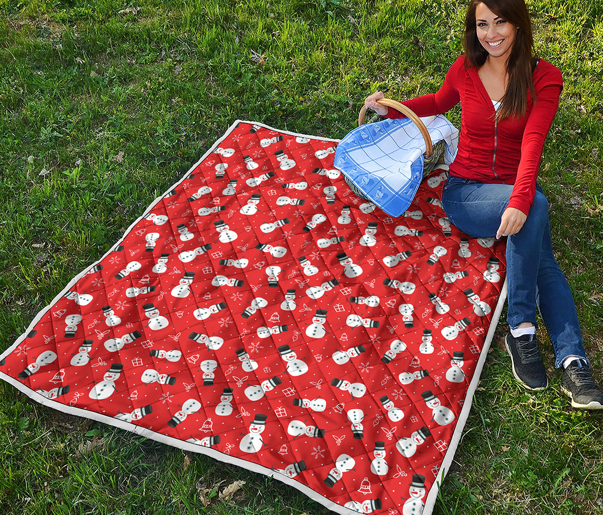 Christmas Snowman Pattern Print Quilt