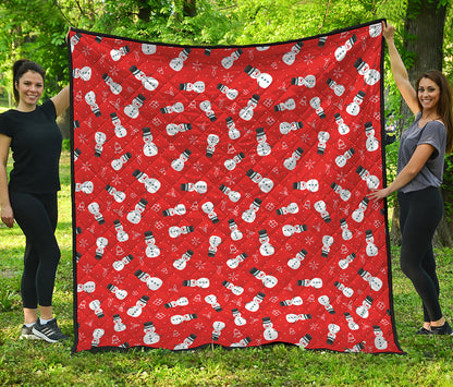Christmas Snowman Pattern Print Quilt