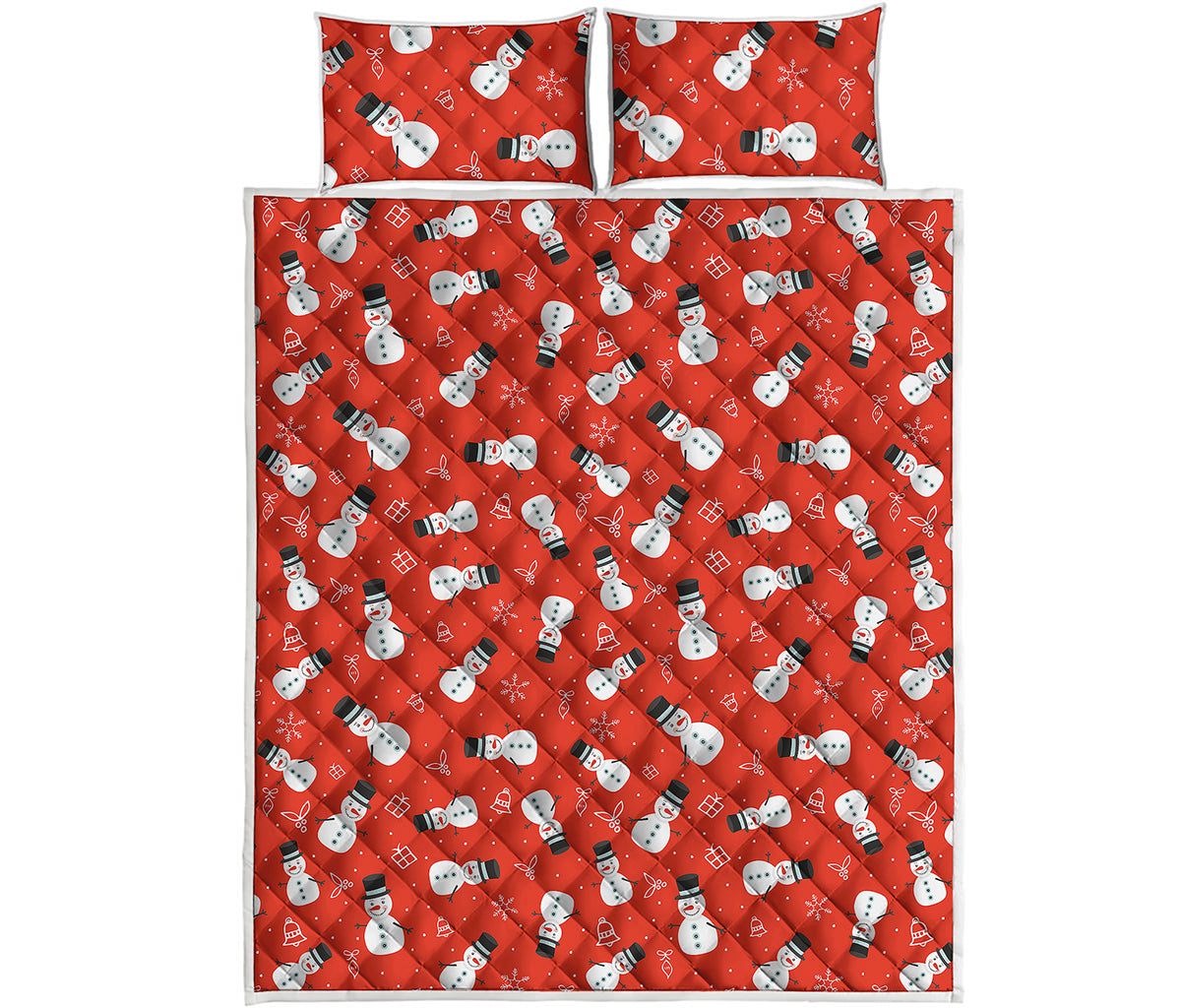 Christmas Snowman Pattern Print Quilt Bed Set