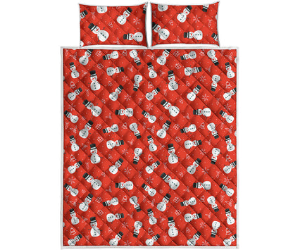 Christmas Snowman Pattern Print Quilt Bed Set