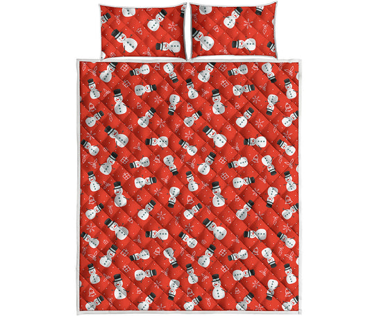 Christmas Snowman Pattern Print Quilt Bed Set