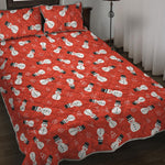 Christmas Snowman Pattern Print Quilt Bed Set