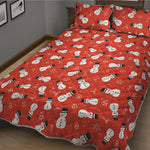 Christmas Snowman Pattern Print Quilt Bed Set