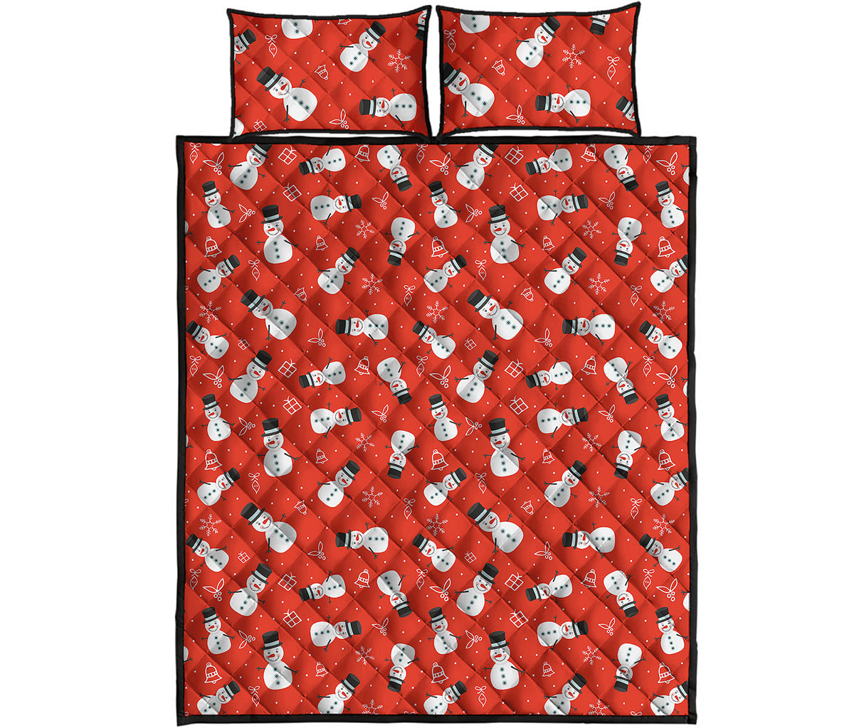 Christmas Snowman Pattern Print Quilt Bed Set