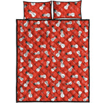 Christmas Snowman Pattern Print Quilt Bed Set