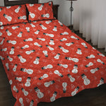 Christmas Snowman Pattern Print Quilt Bed Set