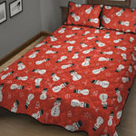 Christmas Snowman Pattern Print Quilt Bed Set