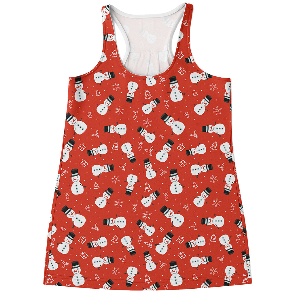 Christmas Snowman Pattern Print Women's Racerback Tank Top