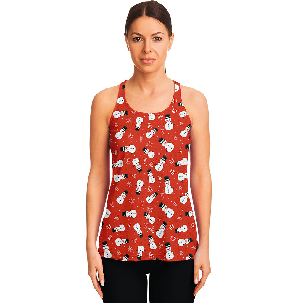 Christmas Snowman Pattern Print Women's Racerback Tank Top