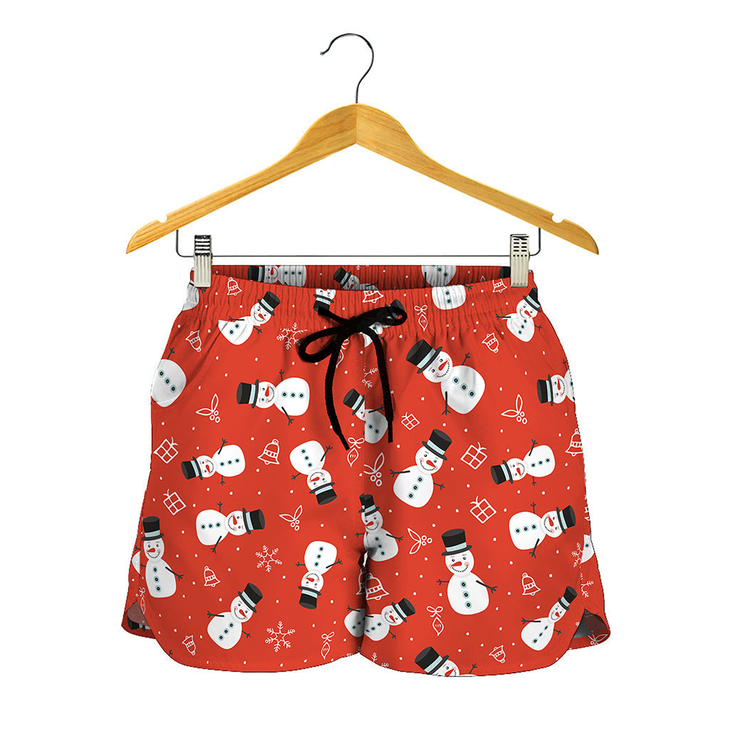 Christmas Snowman Pattern Print Women's Shorts