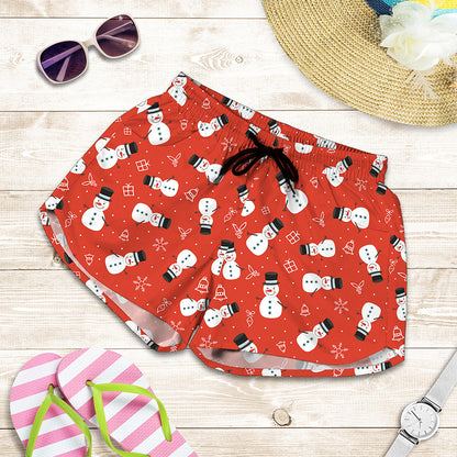 Christmas Snowman Pattern Print Women's Shorts