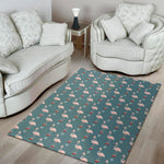 Christmas Snowy Flamingo Pattern Print Area Rug