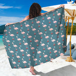 Christmas Snowy Flamingo Pattern Print Beach Sarong Wrap