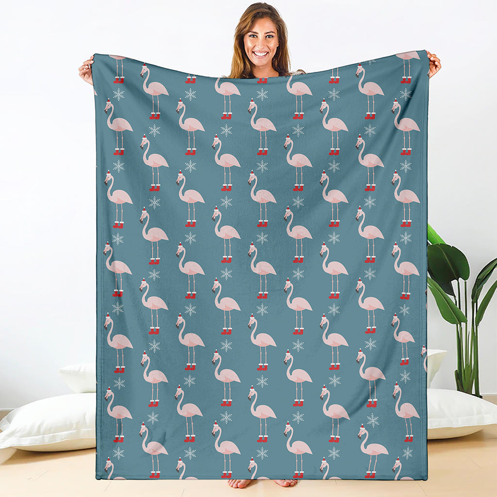 Christmas Snowy Flamingo Pattern Print Blanket