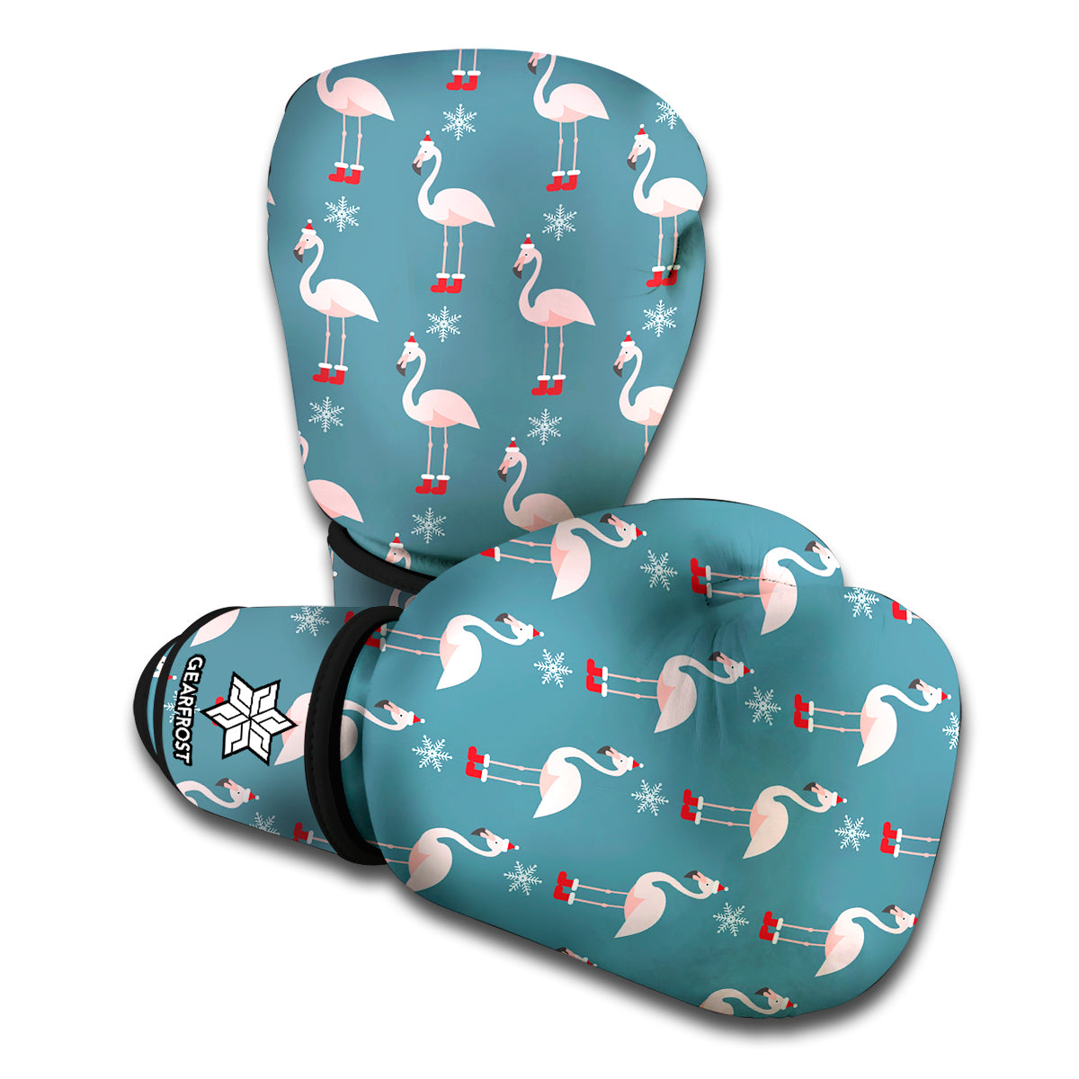 Christmas Snowy Flamingo Pattern Print Boxing Gloves