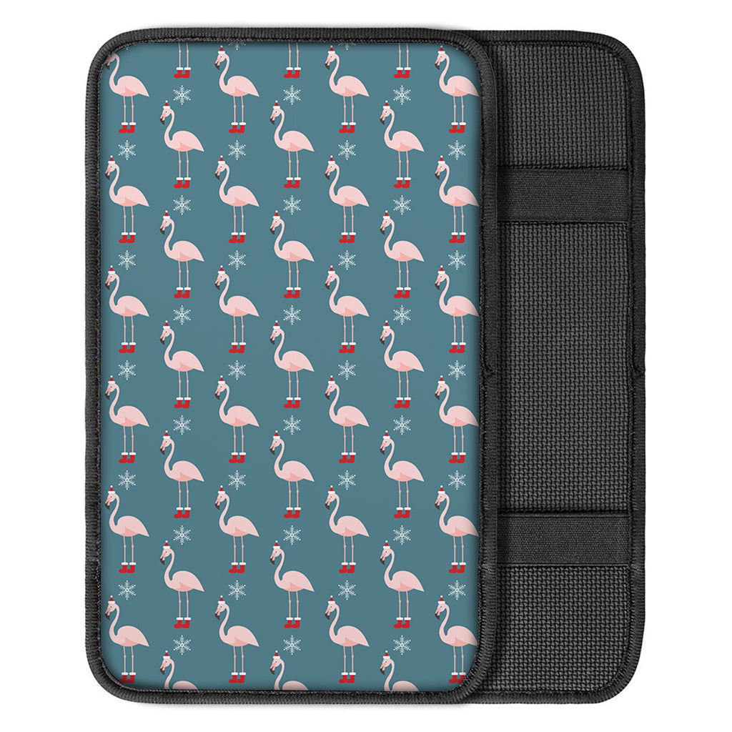 Christmas Snowy Flamingo Pattern Print Car Center Console Cover