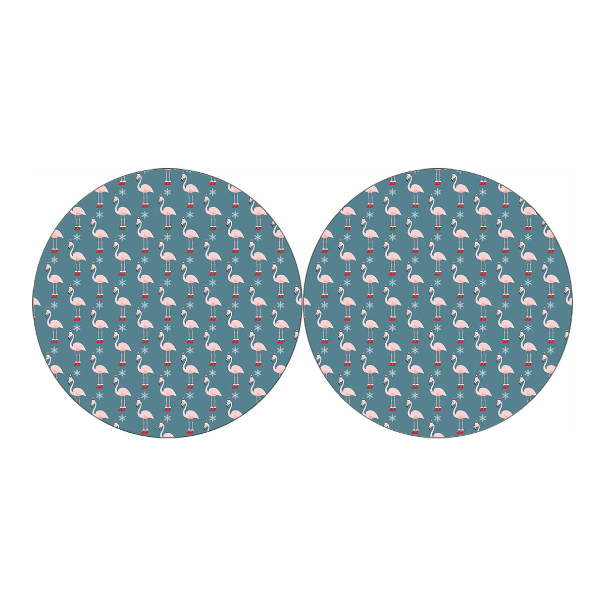 Christmas Snowy Flamingo Pattern Print Car Coasters