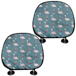 Christmas Snowy Flamingo Pattern Print Car Headrest Covers
