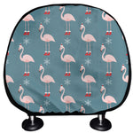 Christmas Snowy Flamingo Pattern Print Car Headrest Covers