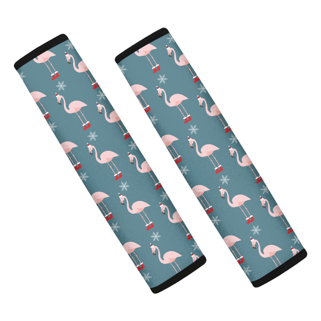 Christmas Snowy Flamingo Pattern Print Car Seat Belt Covers