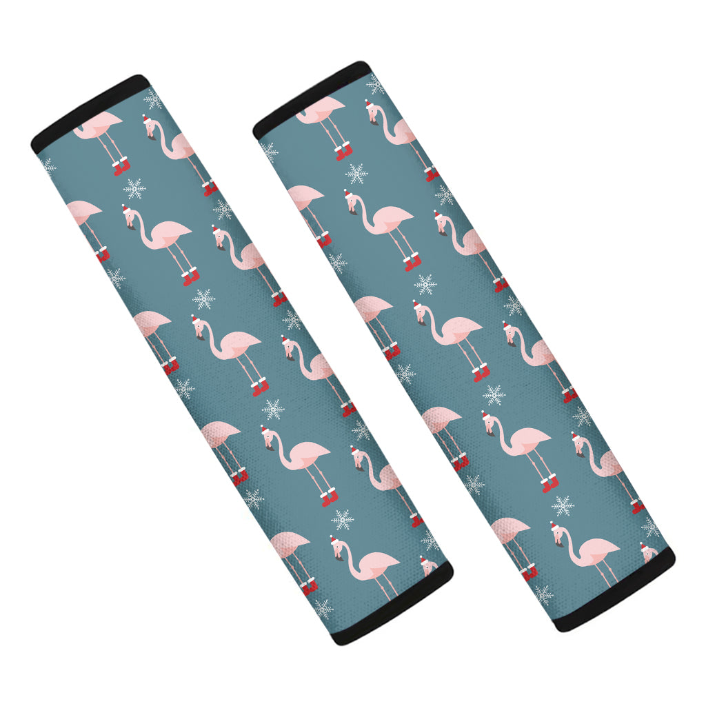 Christmas Snowy Flamingo Pattern Print Car Seat Belt Covers