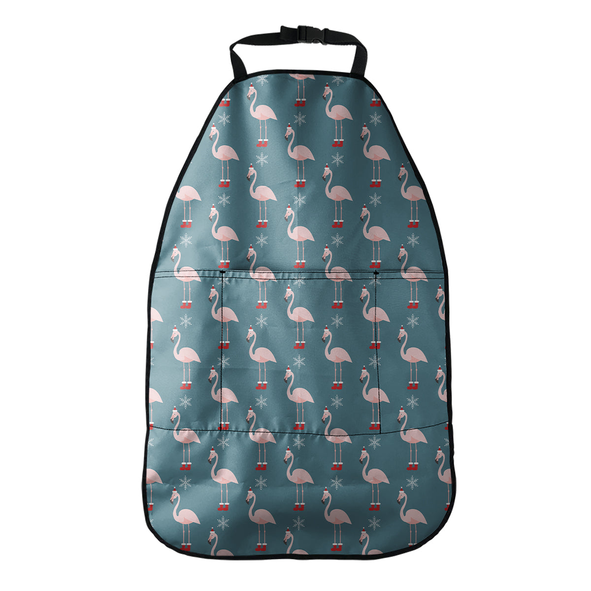 Christmas Snowy Flamingo Pattern Print Car Seat Organizers