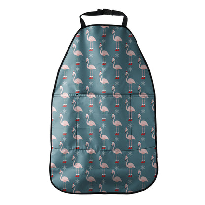 Christmas Snowy Flamingo Pattern Print Car Seat Organizers