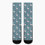 Christmas Snowy Flamingo Pattern Print Crew Socks