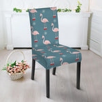 Christmas Snowy Flamingo Pattern Print Dining Chair Slipcover
