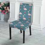 Christmas Snowy Flamingo Pattern Print Dining Chair Slipcover