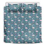 Christmas Snowy Flamingo Pattern Print Duvet Cover Bedding Set