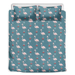 Christmas Snowy Flamingo Pattern Print Duvet Cover Bedding Set